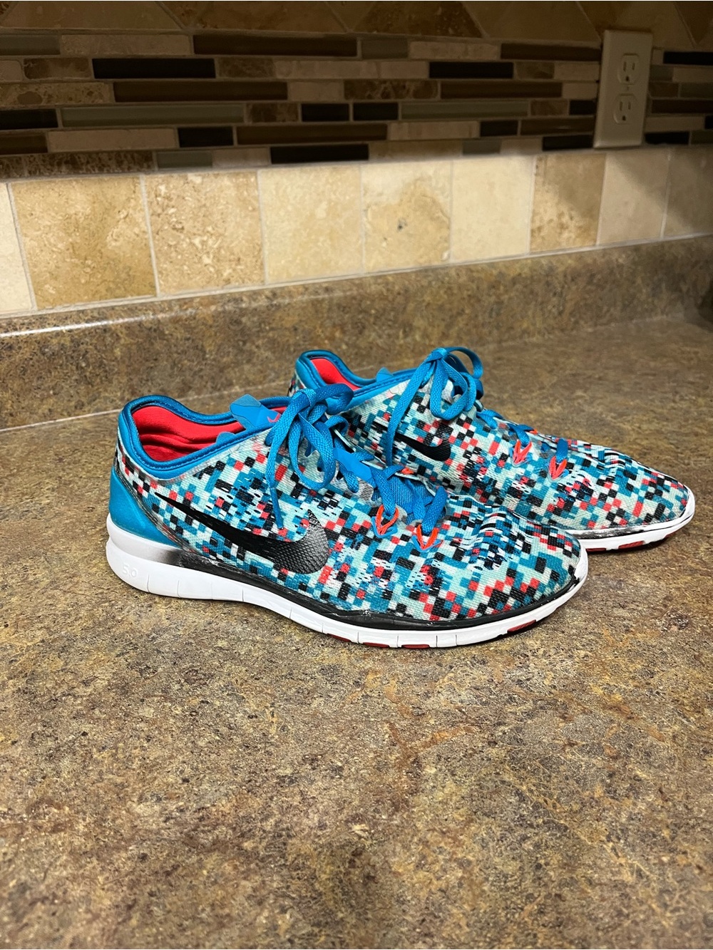 Nike Free 5.0 TR Fit 5 PRT Women 7 Blue Pixel Training Shoes 704695-404u Walking
